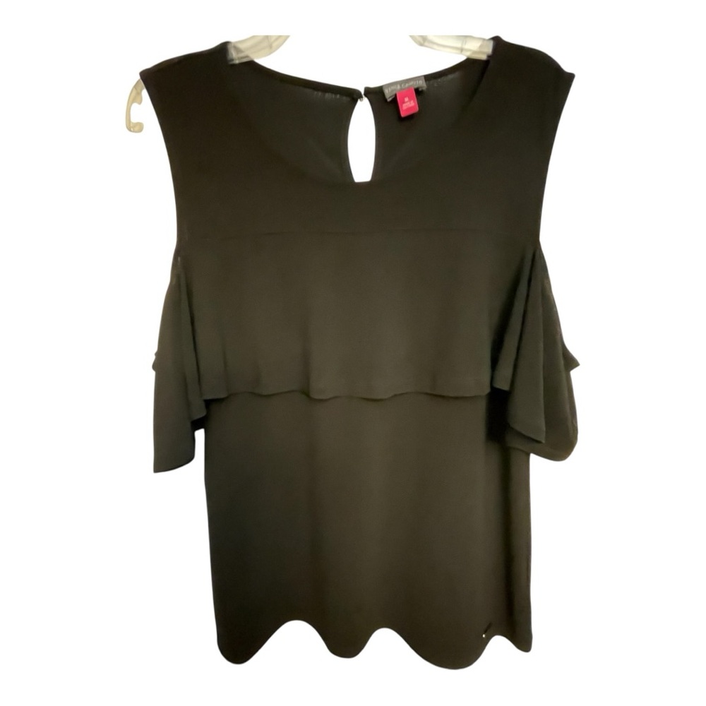 Vince Camuto Black Sleeveless Ruffled Blouse